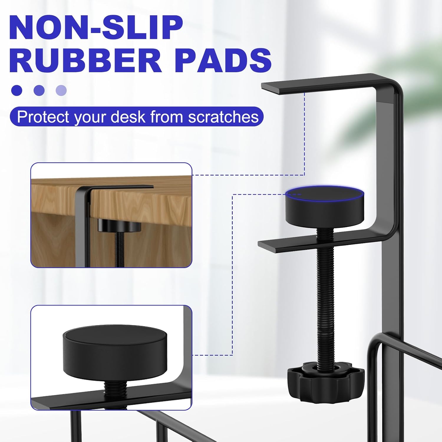 Under Desk Cable Management Tray, 15.7'' No Drill Steel Cable Tray Organizers, Wire Management Tray Cable Rack with Clamp Mount, Metal Under Desk Tray with Wire and Cord Organizer - Image 6