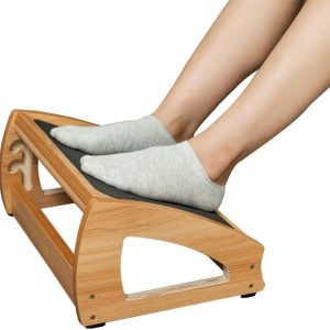 StrongTek Ergonomic Under Desk Footrest, 3 Adjustable Heights Wooden Office Footrest, Large Anti-Slip Surface, Improves Posture and Blood Circulation, up to 400lbs (Natural)