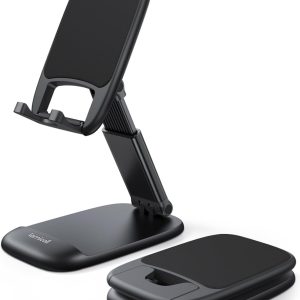 Lamicall Cell Phone Stand for Desk - [Height Adjustable] Foldable Mobile Phone Holder, Portable Stand for iPhone 17 16 15 14 13 12 11 Pro Max Plus Air, Galaxy S25, Telephone, Office Gift Accessories