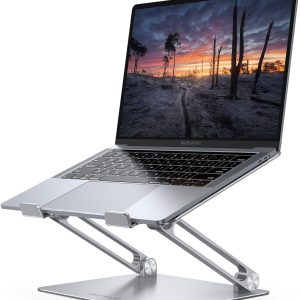 Lamicall Adjustable Laptop Stand, Portable Laptop Riser, Aluminum Laptop Stand for Desk Foldable, Ergonomic Computer Notebook Holder for MacBook Air Pro HP, Office Desk Accessories (10-17.3'')- Silver